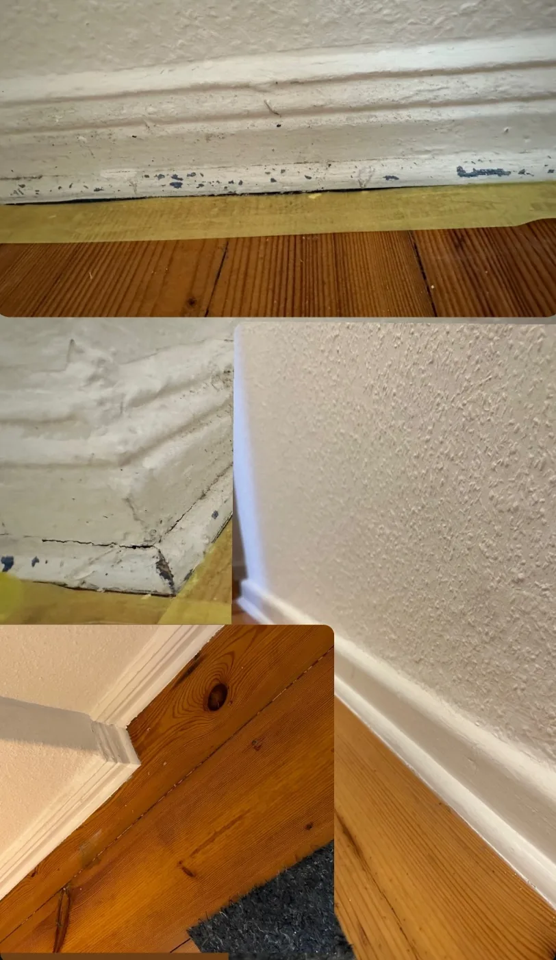 Sockelleisten — vorher/nachher gestrichen